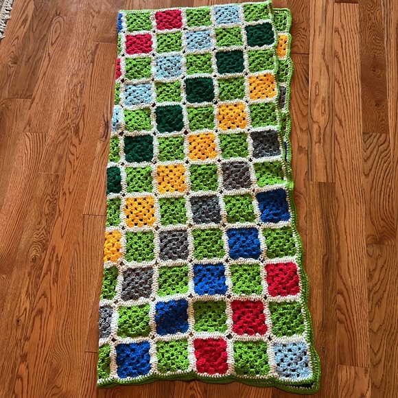 Colorful crocheted granny square afghan throw blanket 48" by 53" - Picture 3 of 6